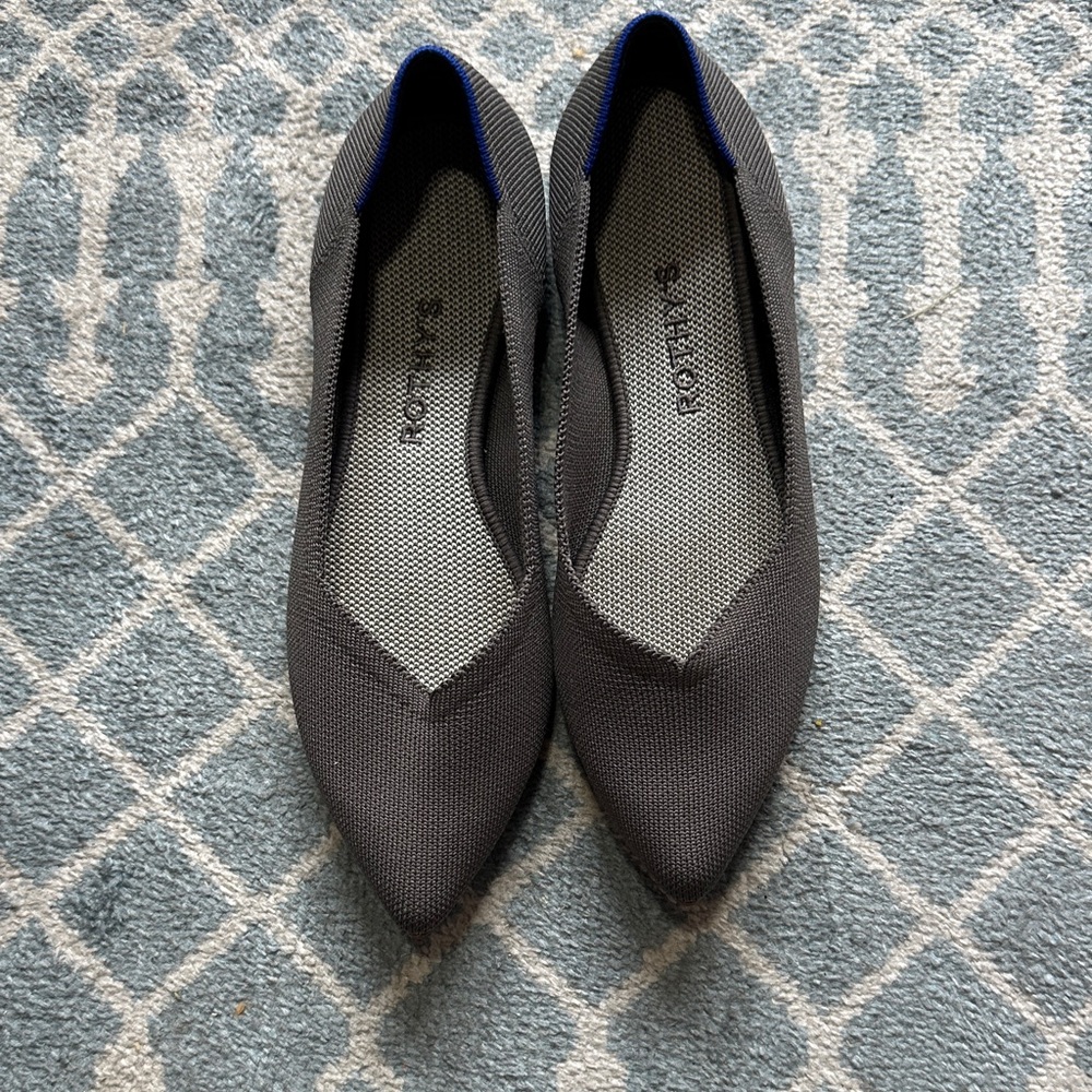 Rothy's Pointed Knit Flats — Charcoal